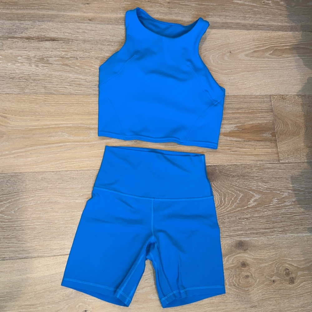 Lululemon Crop Top 6 and bike shorts 4 set
